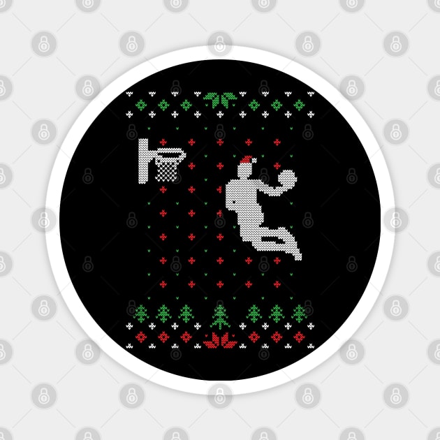 Basketball Ugly Christmas Sweater Gift Magnet by BadDesignCo